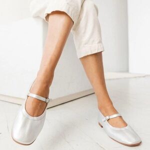 Chic Silver Mary Jane Flats
